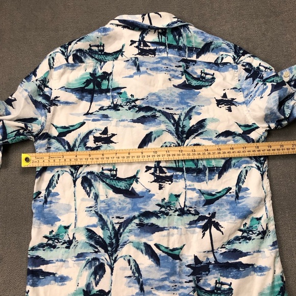 Tommy Bahama linen blend Long Roll up Sleeve tropical button down shirt size XS - Picture 7 of 8